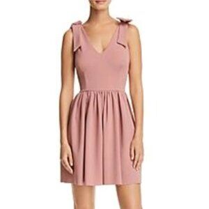 NEW AQUA Bow-Tie Fit-and-Flare Dress French Rose Pink XS